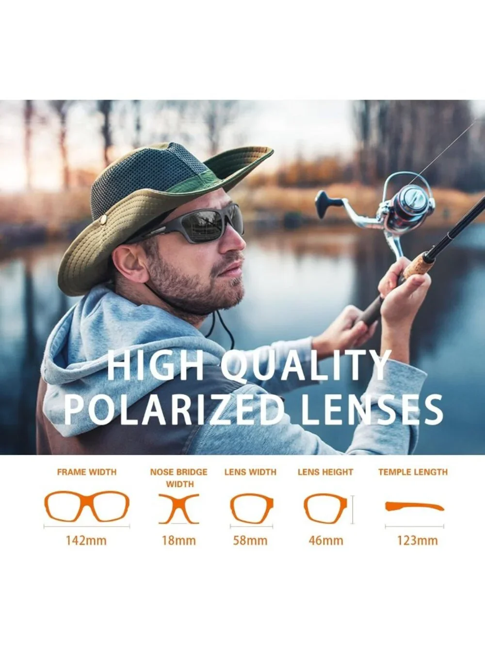 Polarized Sports Sunglasses for Men - UV400 Protection, Wrap Around Goggles for